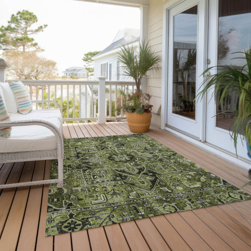 Washable Oriental Indoor / Outdoor Rug, Rectangle 8' x 10'