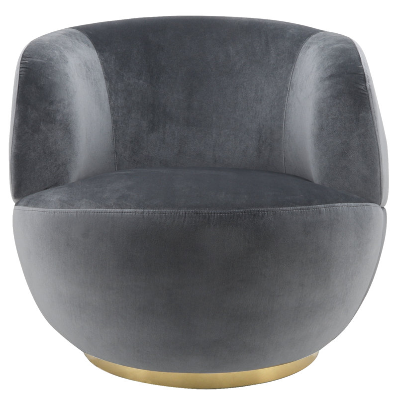 Fauteuil demi-tonneau l 34 po, Velours gris