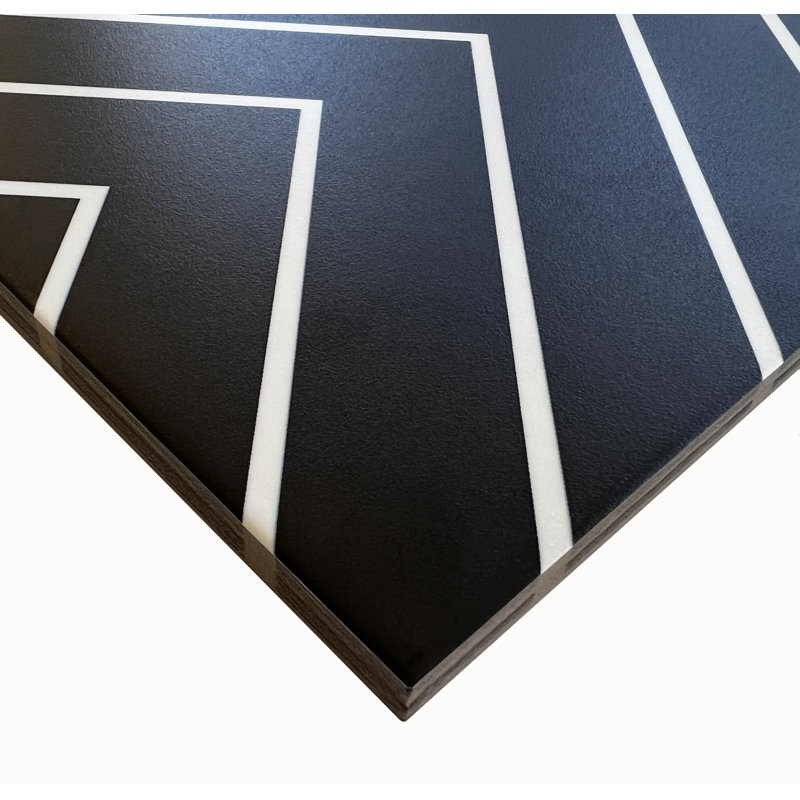 Astoria 8" x 8" Patterned Porcelain Wall & Floor Tile, Black