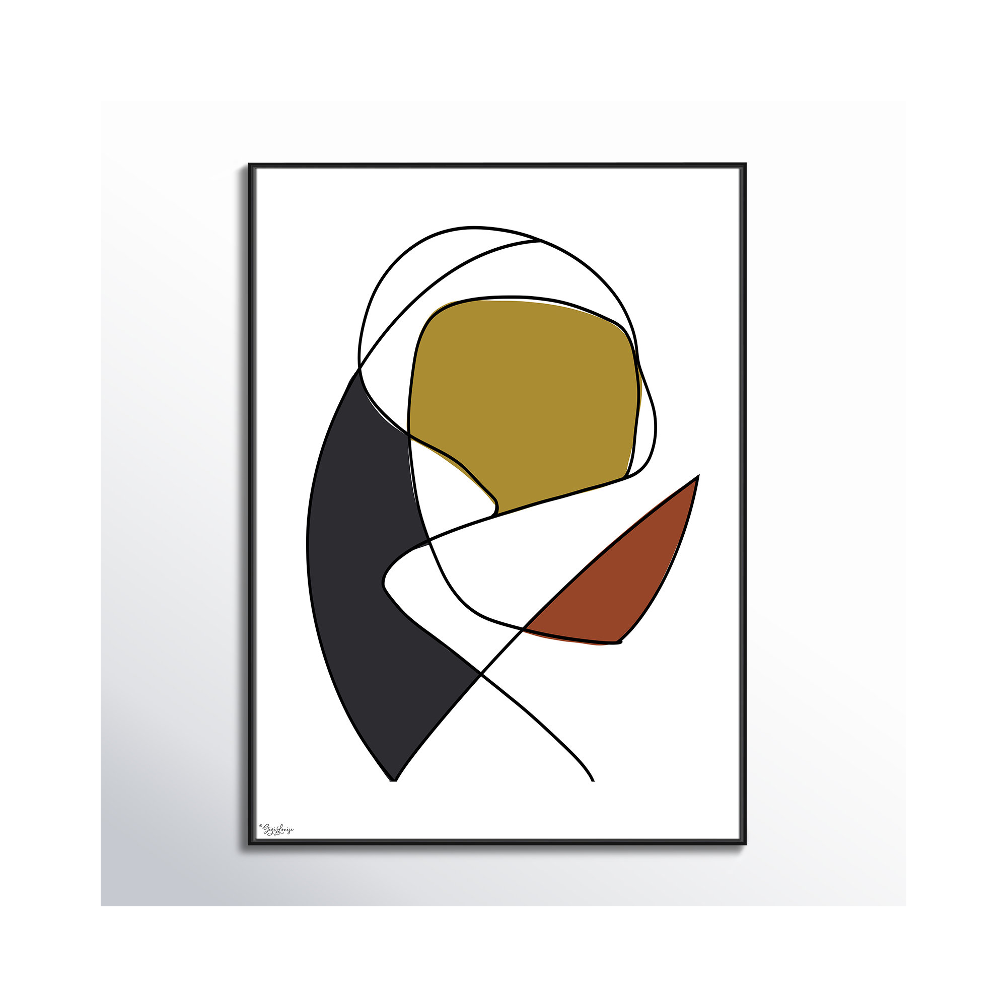 Abstract Tribeca 3, Black, 61.5" H x 41.5" W x 2" D