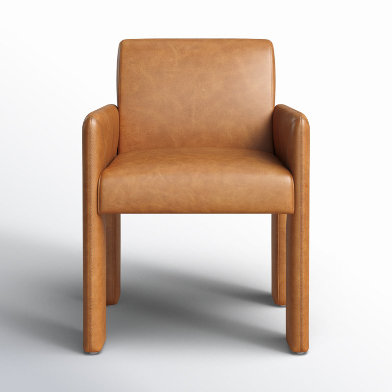 Leny Leather Arm Chair in Butterscotch/Camel