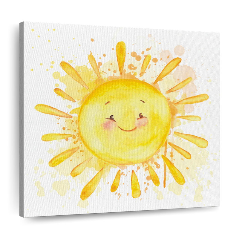 Aquarelle soleil sur toile, H 10 po x l 10 po x P 1,25 po
