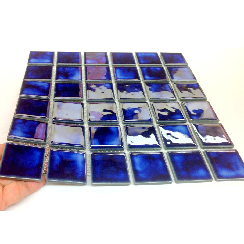 Carreau de piscine mosaïque carré en porcelaine bleu océan