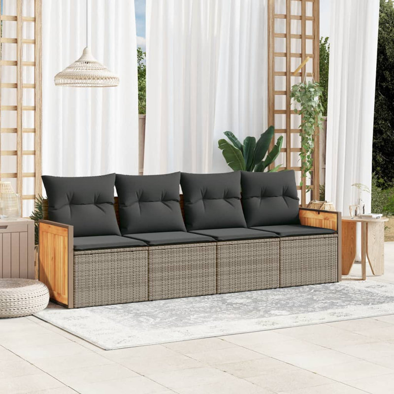  Ensemble de canapé de jardin gris, gris foncé