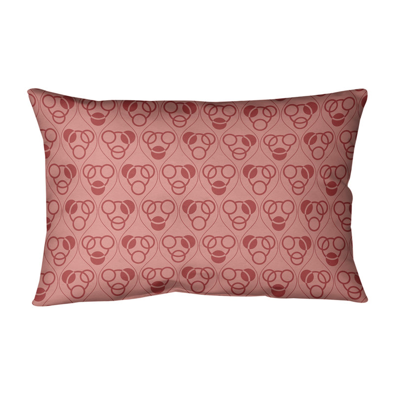 Coussin lombaire classique à motif de cercles Waves, H 14 po x l 20 po, Pas de bourre, Rouge