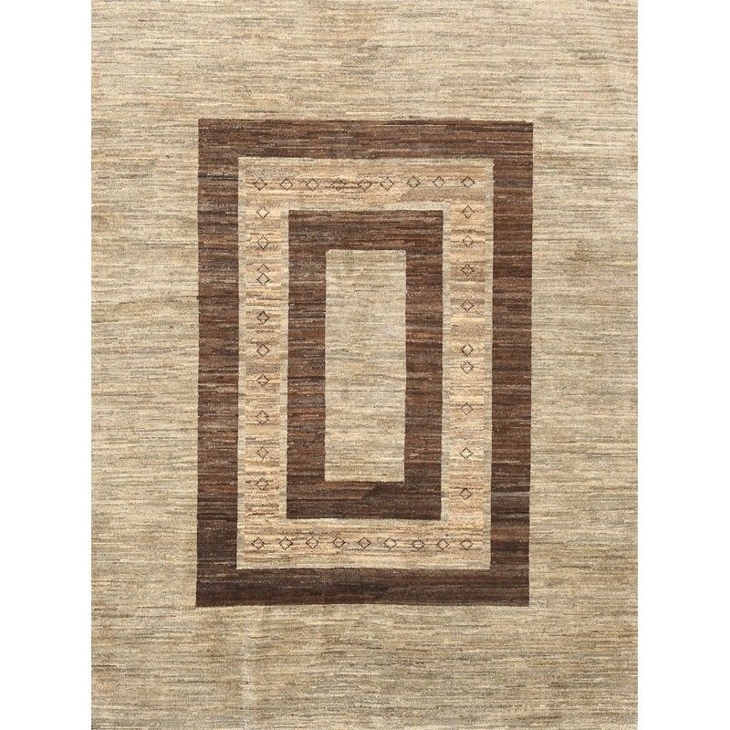 Tapis contemporain brun / gris, Rectangle 8 pi x 10 pi