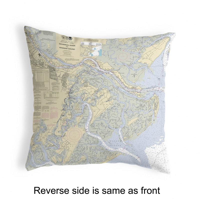  Housse de coussin d'extérieur carré Savannah River And Wassaw Sound, Ga