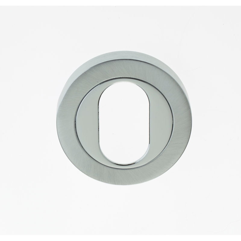Chabert Oval Escutcheon Door Accessory, Polished Chrome/Satin Chrome