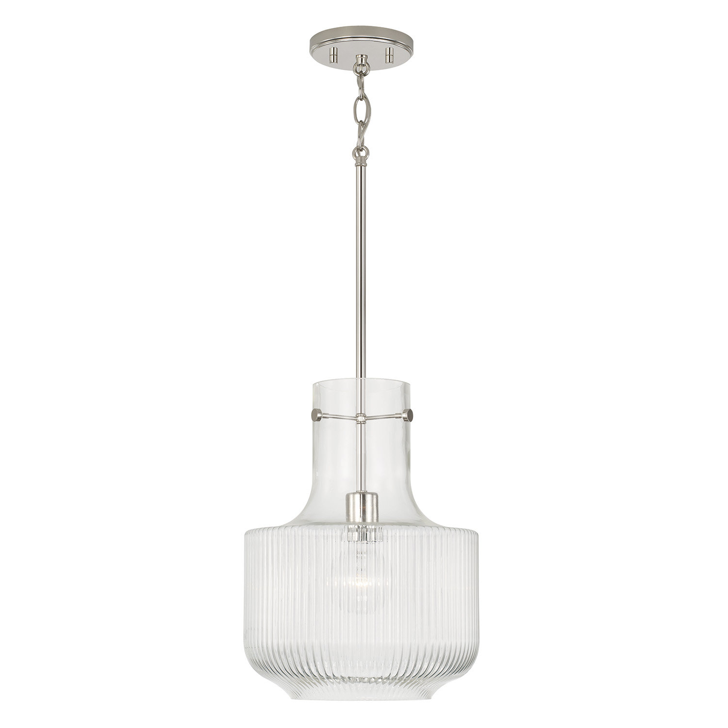 Altera Single Light Glass Dimmable Pendant, Polished Nickel