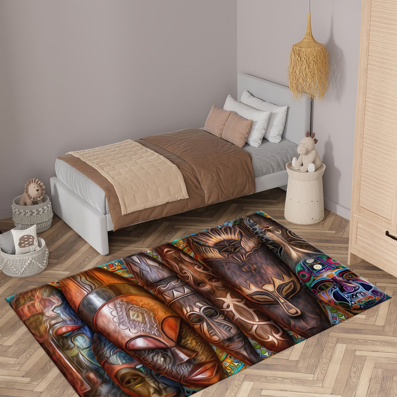 Vibrant Multi-Colored Floral Printed Non-Woven Soft Rug for a Pleasurable Indoor Décor Experience, Rectangle 1'8" x 2'4"
