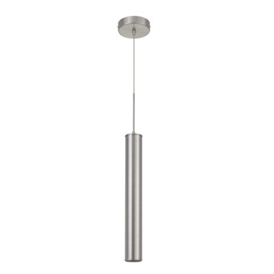 Metal Mini Pendant Brushed Steel Finish Modern Hanging Fixture 24"H