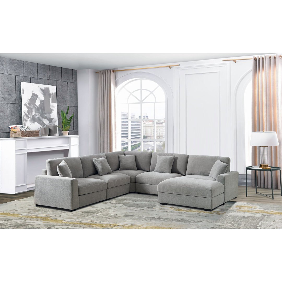 Angeliah 6 Seater Reversible Upholstered Corner Sectional Latitude Run® Body 