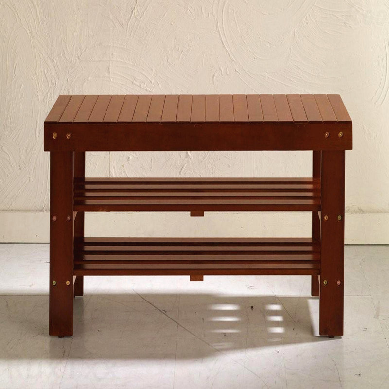 Shoe Bench - Quality Solid Wood Material, Brown