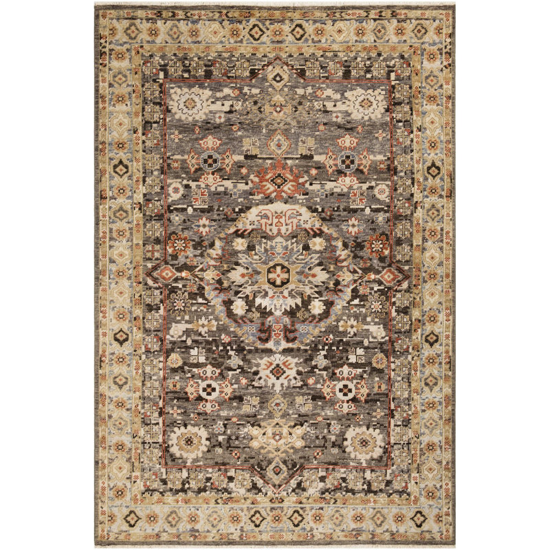 Cappadocia Hand Knotted Wool Oriental Area Rug in Green, Rectangle 10' x 14'