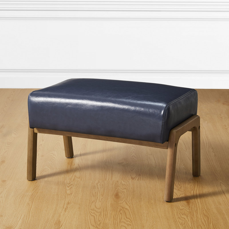 Solid + Manufactured Wood Accent Stool, Navy Blue