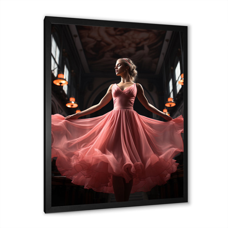 «Pink Ballet Dance IV» sur toile, Cadre photo noir, H 20 po x l 12 po x P 1 po