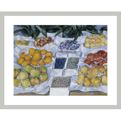 Fruit Displayed on a Stand by Gustave Caillebotte -Framed Giclee Print