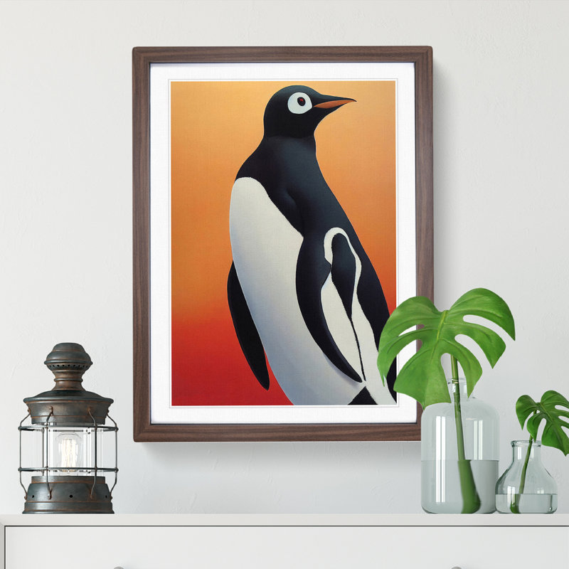 View Of The Penguin - Wall Art, 36cm H x 27cm W, Walnut Picture Frame, White