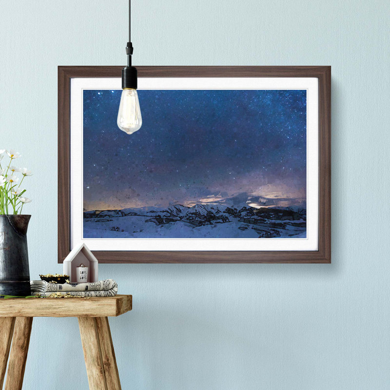 Star-Sprinkled Mountains - Picture Frame Graphic Art Print, Walnut Framed, 62cm H x 87cm W x 2cm D