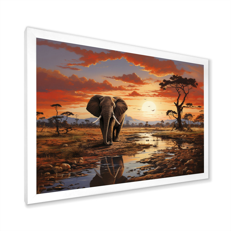 Faune d'Afrique, animaux d'Afrique sur toile, H 34 po x l 44 po x P 1,5 po, Cadre simple blanc