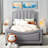 Upholstered Daybed With Classic Stripe Shaped Headboard-1956838043