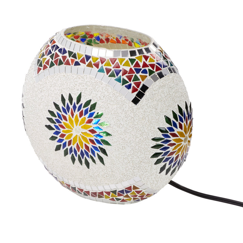 9.5"H Juliette Multicolor Oval Globe Shade Mosaic Glass Accent Lamp