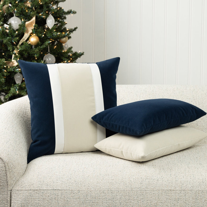 Plush Velvet Indoor & Outdoor Woven Accent Pillow, Oatmeal