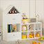 Kids Bookshelf, House-Shaped Versatile Storage for Books/Toys, Adjustable Placement, Easy Assembly | White | MDF
