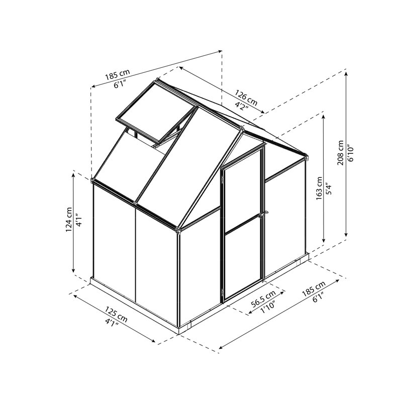 Mythos 6' x 4' Green Polycarbonate and Aluminum Greenhouse Kit