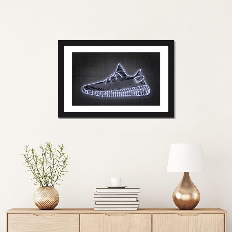 « Sneaker Y » par octave Mielu-impression d’art graphique, Blanc, H 16 po x l 24 po x P 1 po, Papier encadré noir
