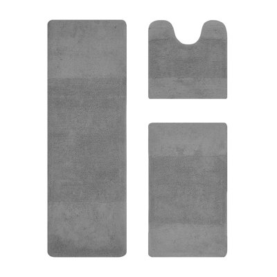 Merkle Premium 100% Cotton 3 Piece Bath Rug Sets with Non-Slip Backing, Machine Washable, Luxurious Solid Pattern Super Absorbent & Tufted Weave Bath Mat for Bathroom, Shower, and Tub