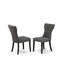 Ensemble de salle à manger 3 pièces comprenant 1 table de salle à manger et 2 chaises de salle à manger en tissu de lin gris foncé Gotham-1038367567-1038367562-1036046869