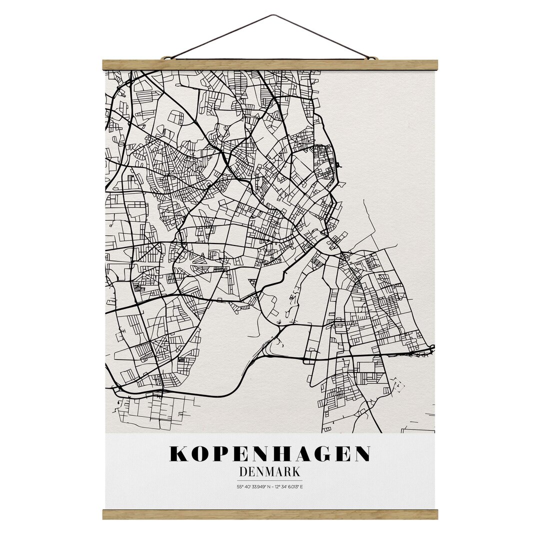 Stoffbild Stadtplan Kopenhagen - Classic