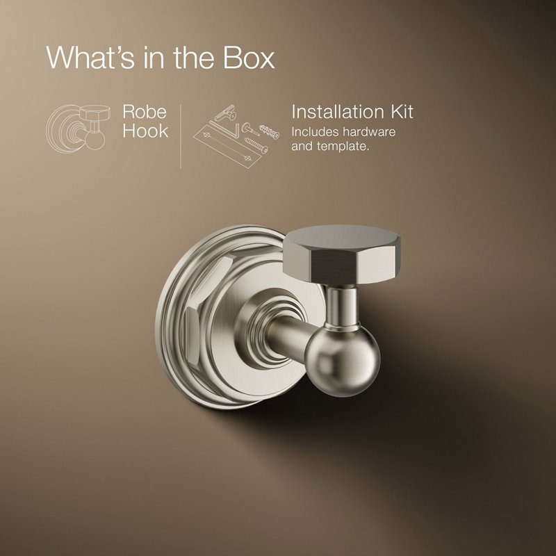 Pinstripe® Wall Mounted Robe Hook, Vibrant Brushed Nickel