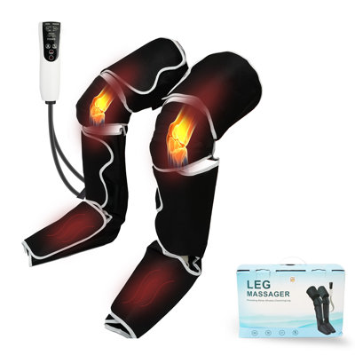 Masseur à compression d'air BAOKALER pour les jambes avec chaleur, 3 modes et 3 intensités, 2 niveaux de température pour la circulation sanguine, le soulagement de la douleur, la fatigue musculaire et les crampes, cadeau idéal pour les hommes, les fe