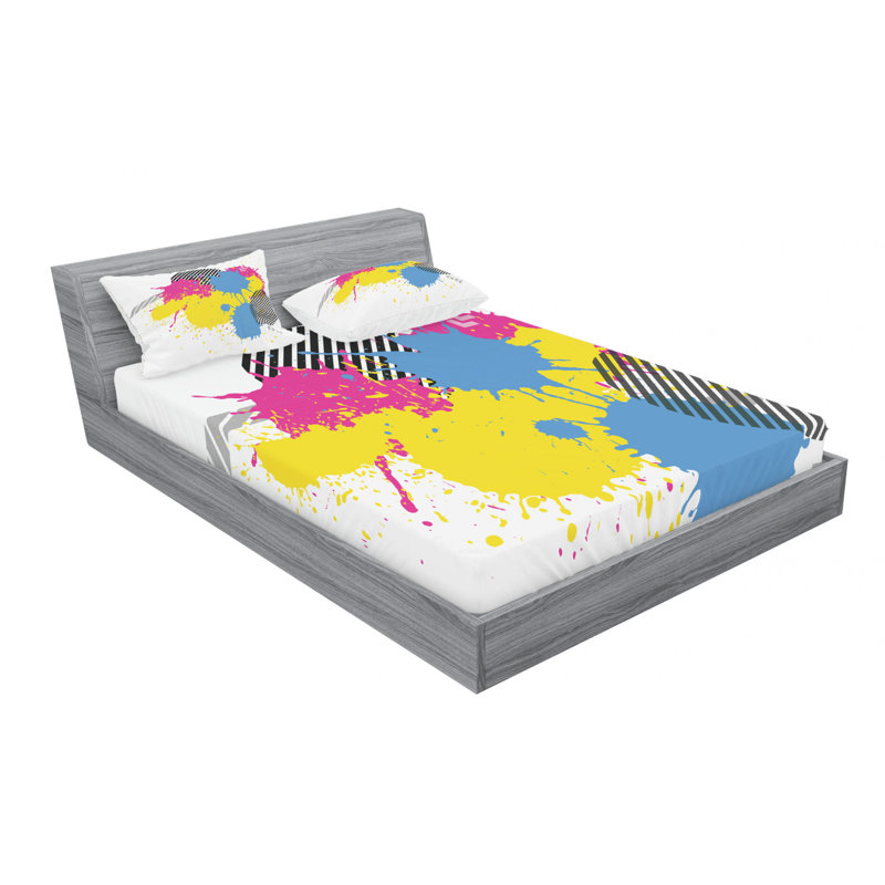 Microfiber Abstract Sheet Set, Queen Sheet Set with Fitted Sheet