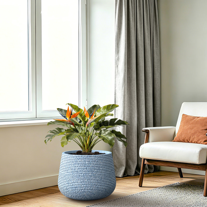 Pot à fleurs rond Durx-Litecrete, H 13,8 po x l 15,4 po x P 15,4 po, Bleu clair