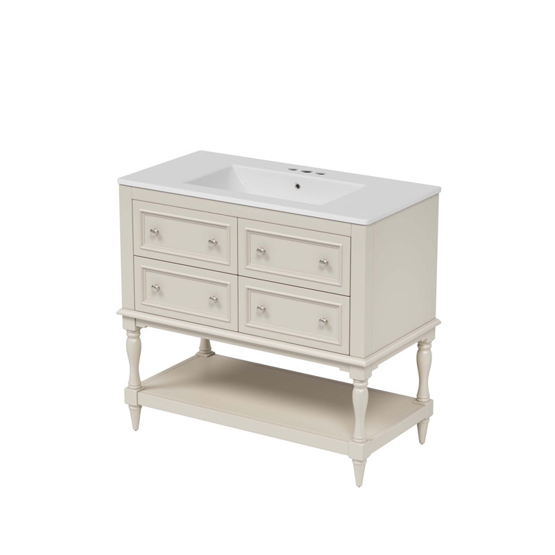 Sophisticated Bathroom Vanity Cabinet With Multiple Functionalities For Stylish Bathrooms, Beige