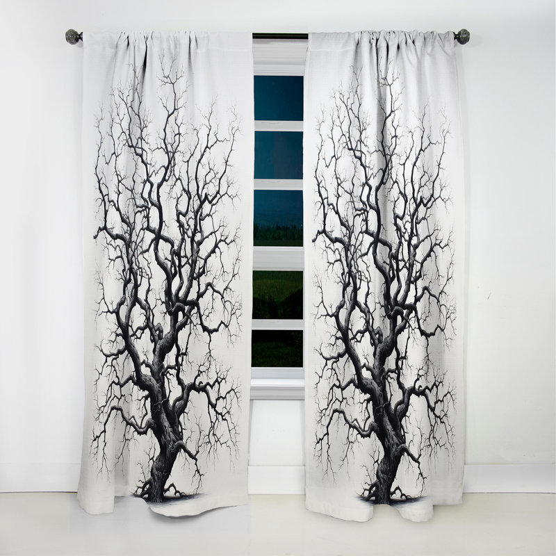 Rideau occultant en velours floral à motif d'arbre Clayborn - 1 panneaux, L 52 po x L 84 po