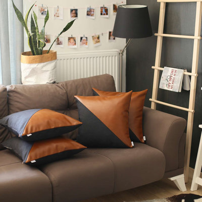 Ensemble de 4 housses de coussin lombaire en similicuir