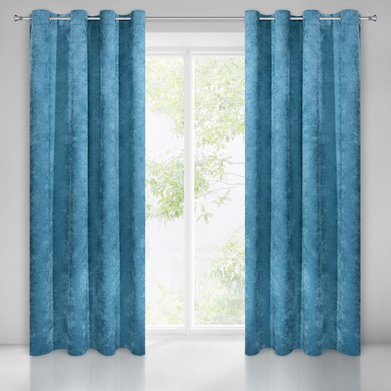 Harry-Joe Eyelet Semi Sheer Single Curtain, Blue