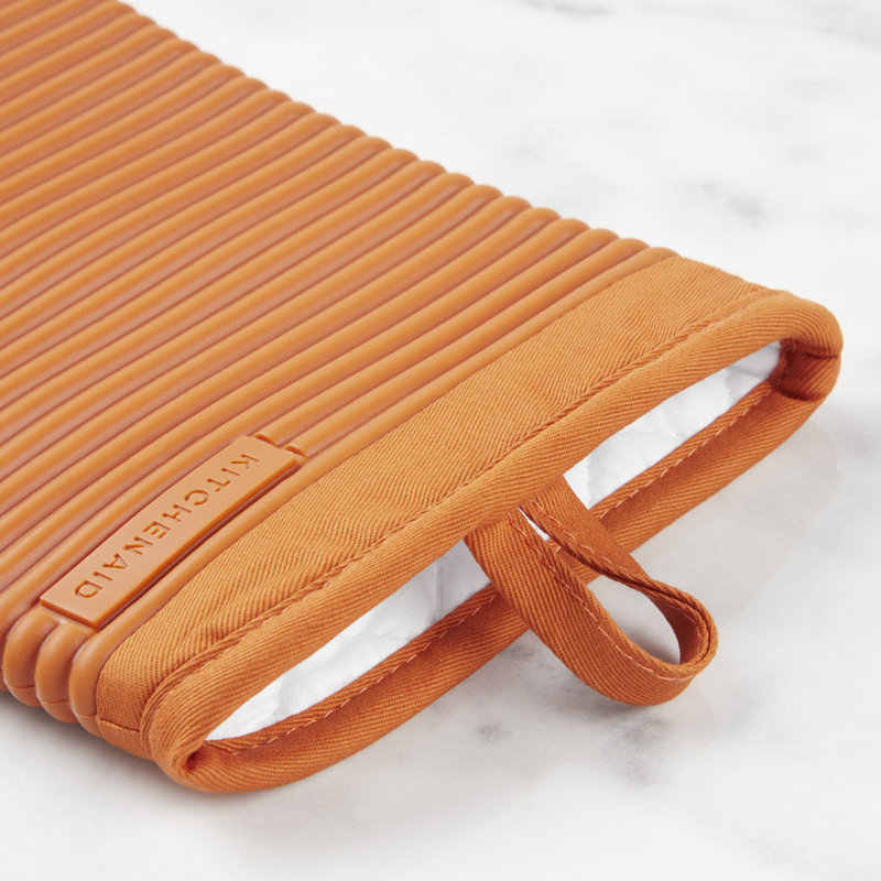 KitchenAid Ribbed Soft Silicone Oven Mitt, Orange