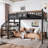 Full Metal Loft Bed with Storage Stairs, Storage Shelves, and Bookshelf, Loft Bed for Bedroom, Guest, or Dorm, Black-1547713970