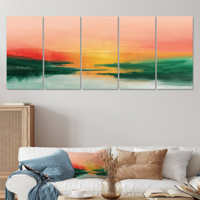 «Green Red Magical Sunset Dunes I - Desert», art mural sur toile