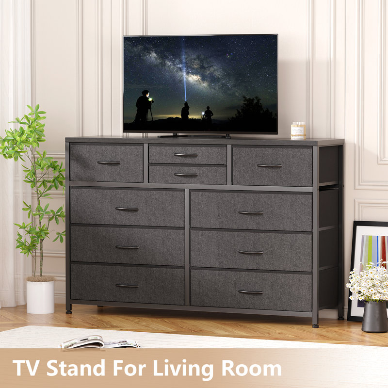 Black Steel 45.2'' Wide 10-Drawer Storage Cabinet