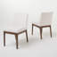 Ensemble de 2 chaises de salle à manger contemporaines - siège et dossier rembourrés, pieds en bois d'hévéa
