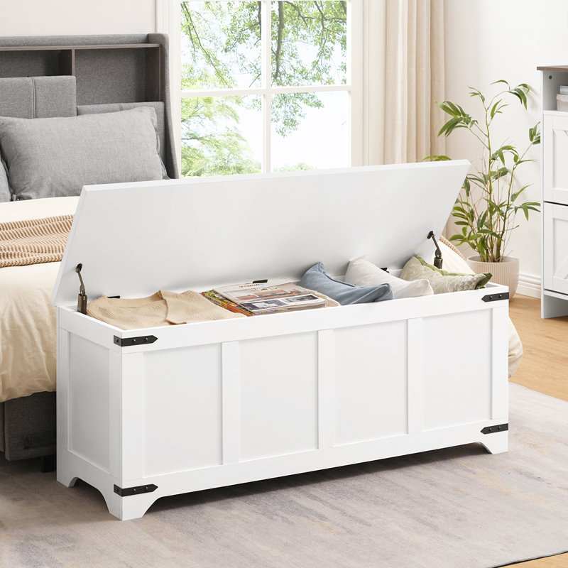 Coffre de rangement 47,2 "avec 2 charnières de sécurité, Blanc