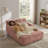     Chenille Chaise Lounge Chair Indoor,Single Sleeper Sofa Chair with Pillows,Comfy Compression Sofa Bed for Livingroom,Bedroom,No Assembly Required-Pink-548218735