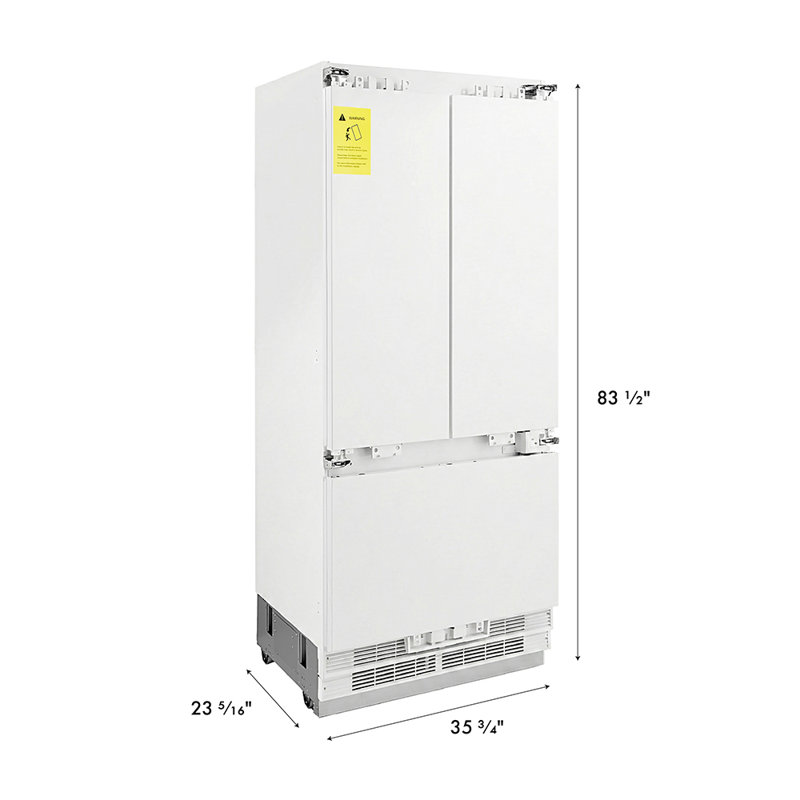 ZLINE 36 in. Panel Ready French Door Built-In Refrigerator w/ Water Dispenser and Ice Maker, Panel Ready