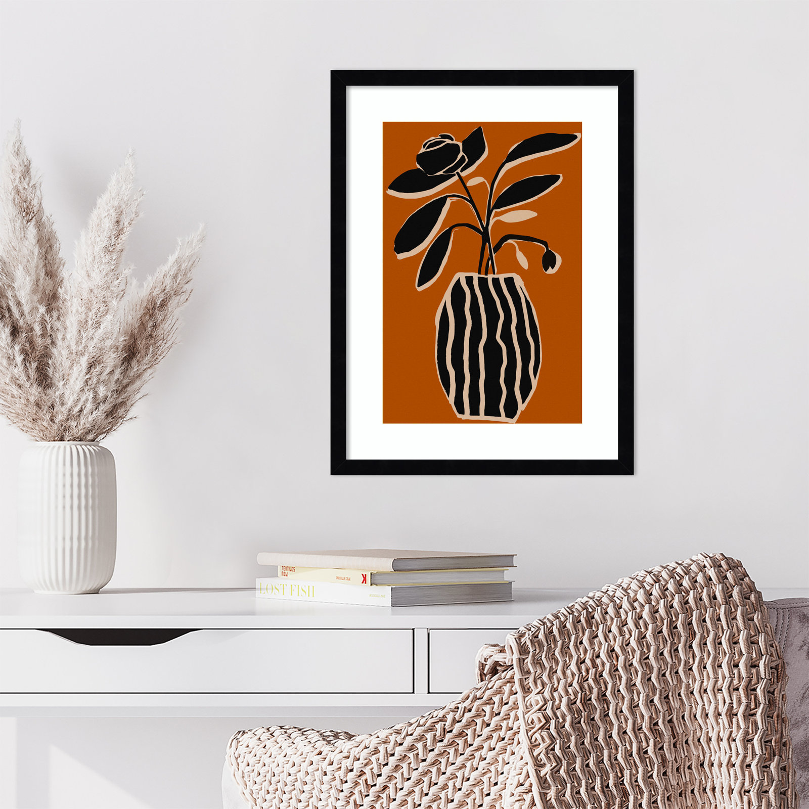 Galya "Ochre Still Life No. 5" Print, Black Framed, 21" H x 16" W x 1" D